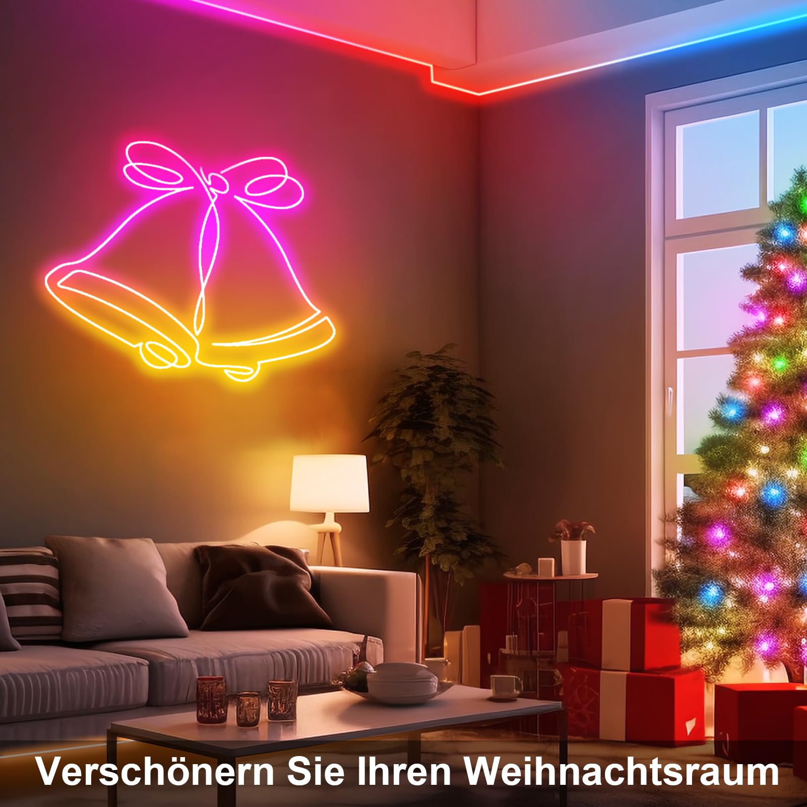 CCILAND Neonowa taśma LED, 10 m, 24 V RGB, z pilotem zdalnego sterowania, sterowanie za pomocą aplikacji, synchronizacja muzyki, silikonowa taśma LED, DIY, wodoodporna, do salonu, sypialni, dekoracja