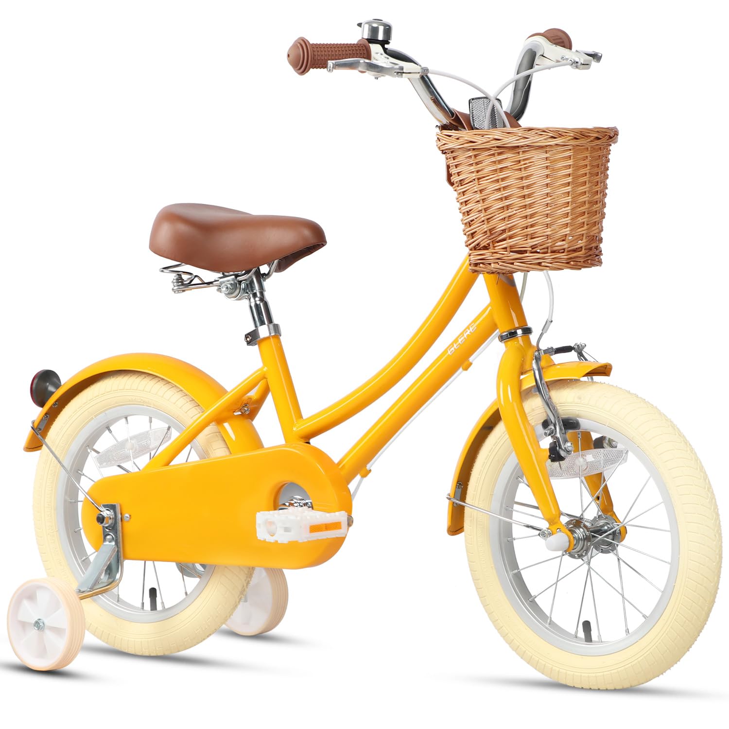 Glerc Little Molly 12-20 Inch Kids Retro Girls Bike for 2-13 Year Old with Wicker Basket & Stabilisers/Kickstand, Multiple Colors