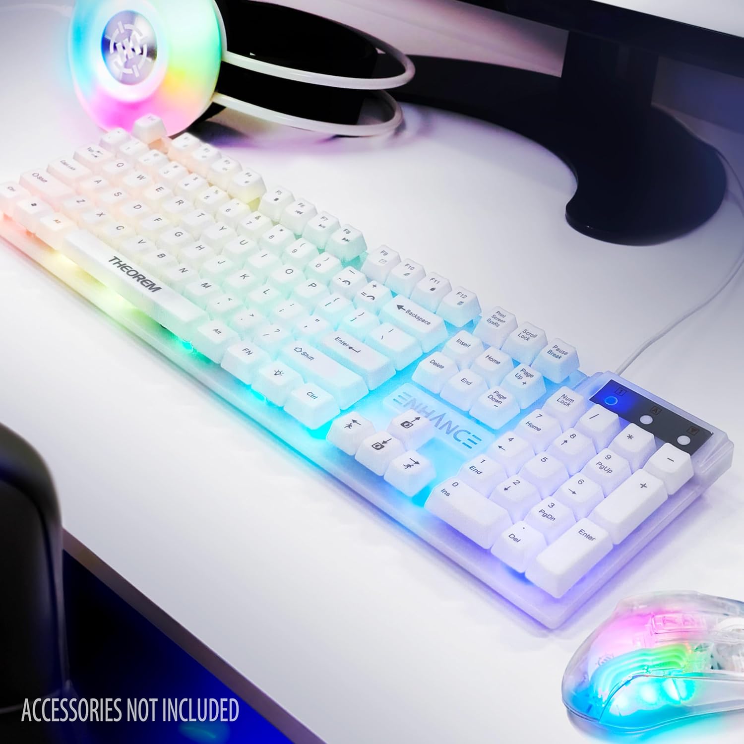 Accessory Power Enhance Theorem 3 Hybrid Mecha-Membrane RGB Gaming Keyboard - White
