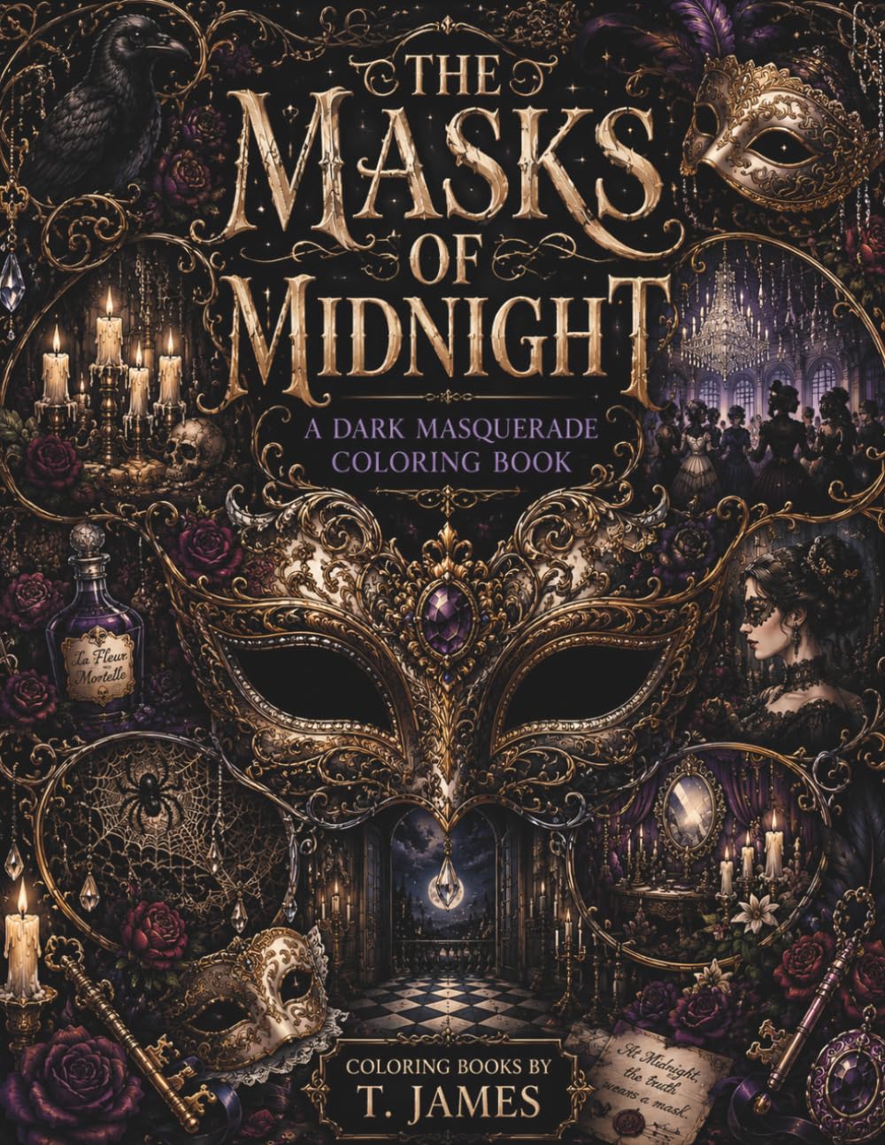 The Masks of Midnight: A Dark Masquerade Coloring Book