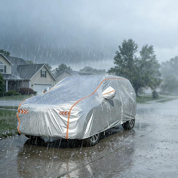 車 カバー 防水花粉・黄砂対策 3M サイズ コンパクトカー セダン対応 UV カット 防雪 耐候性 自動車カバー(カーキ:440*175*150cm) - 3