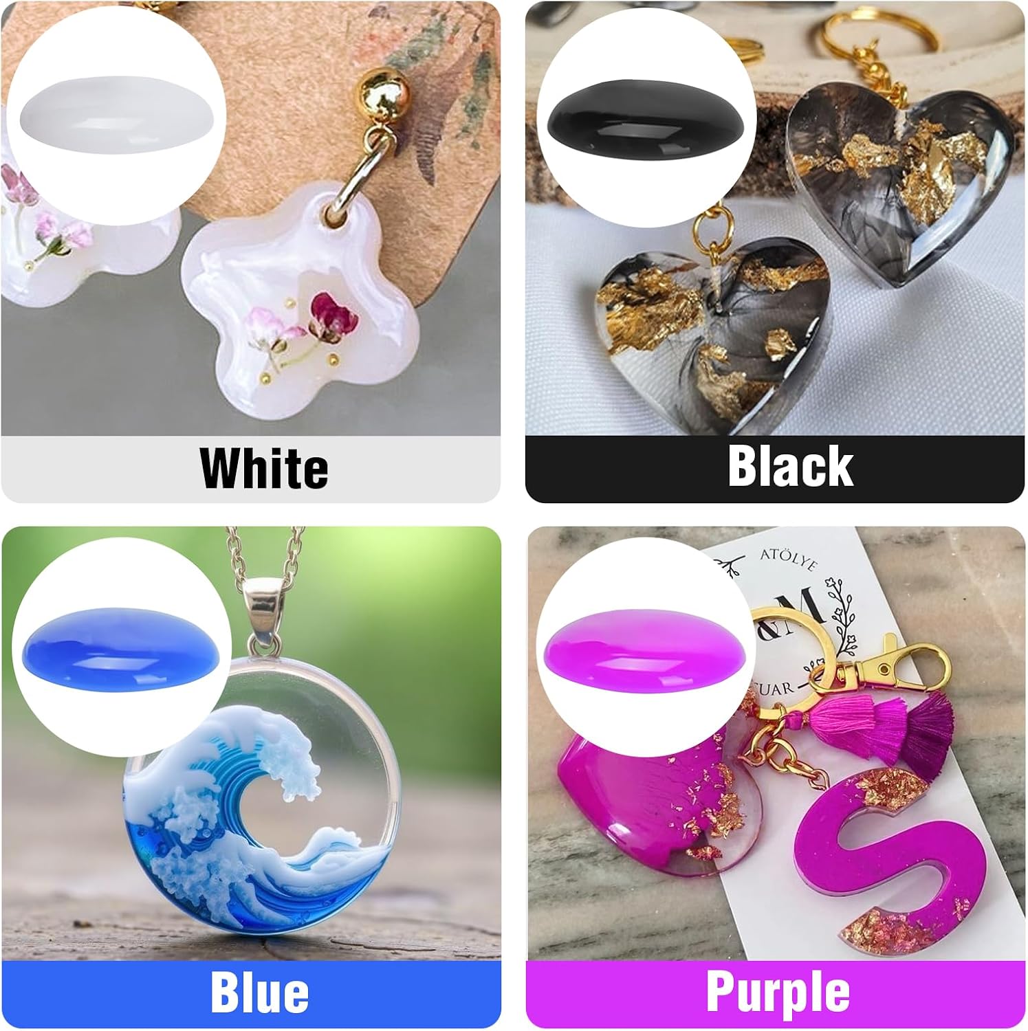 JDiction UV Resin Black, 100g Colored UV Resin Odorless and Hard Resins Kit for Jewelry Making, Colored Casting and Coating, Crafts and Decoration