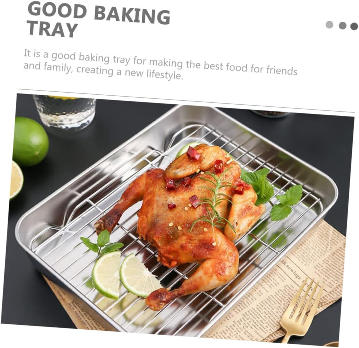 ABOOFAN 1set Baking Tray Set Household Baking Rack Stainless Steel Grill Reusable Camping Pan Non-stick for Cooling Cakes Biscuits