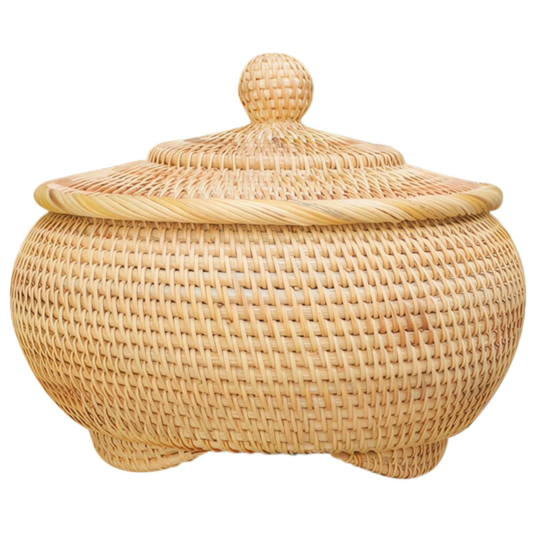 Panier en rotin avec couvercle rond boîte de rangement fruits