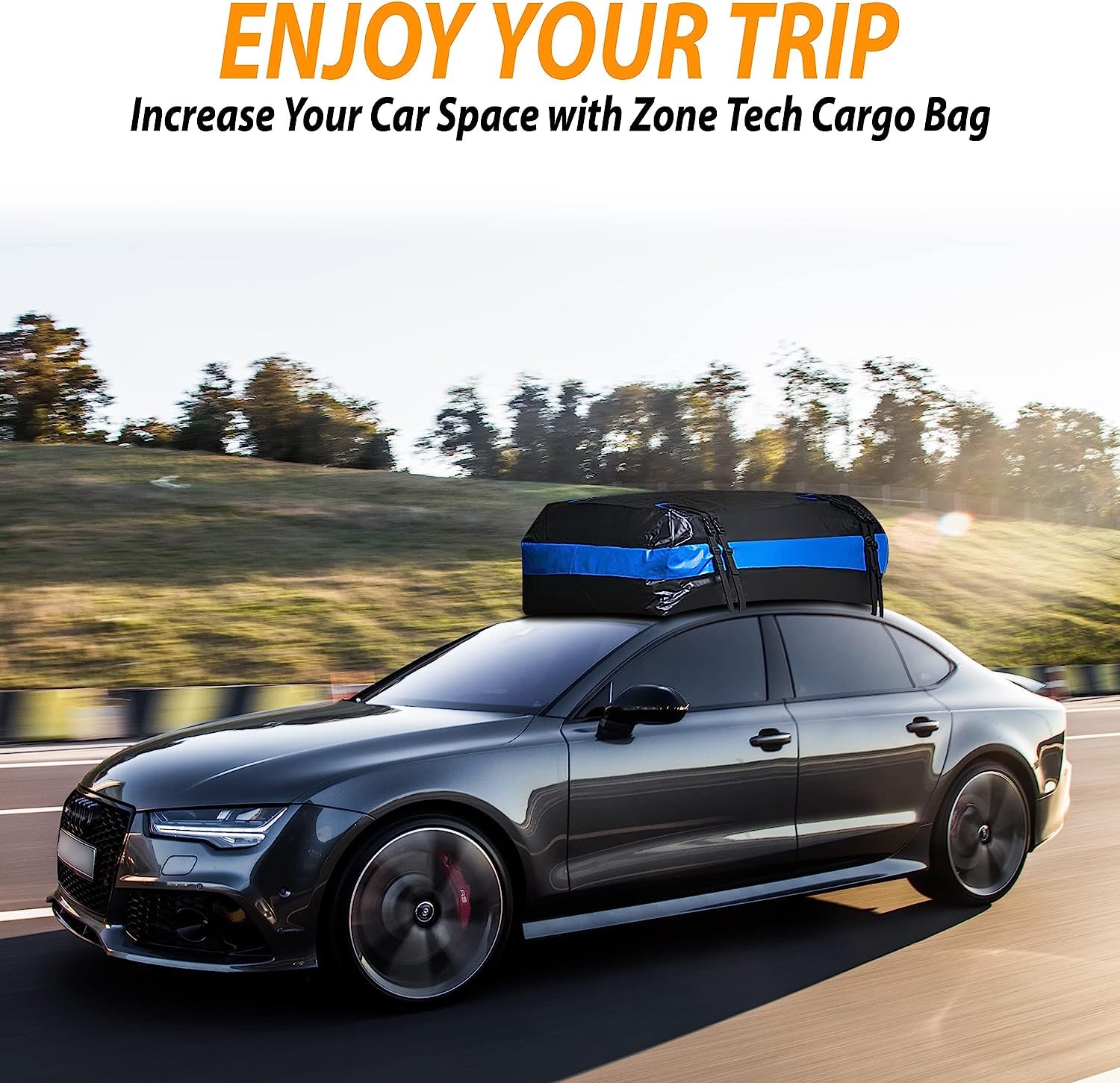 Zone Tech - Borsa da carico per tetto auto, impermeabile, resistente agli strappi e alla polvere, include 6 ganci per il carico, tappetino antiscivolo, lucchetto di sicurezza per bagagli