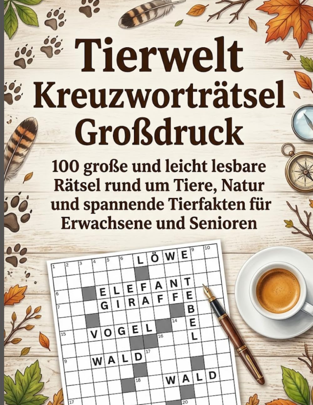 Tierwelt Kreuzworträtsel Großdruck: 100 große und leicht lesbare Rätsel rund um Tiere, Natur und spannende Tierfakten für Erwachsene und Senioren