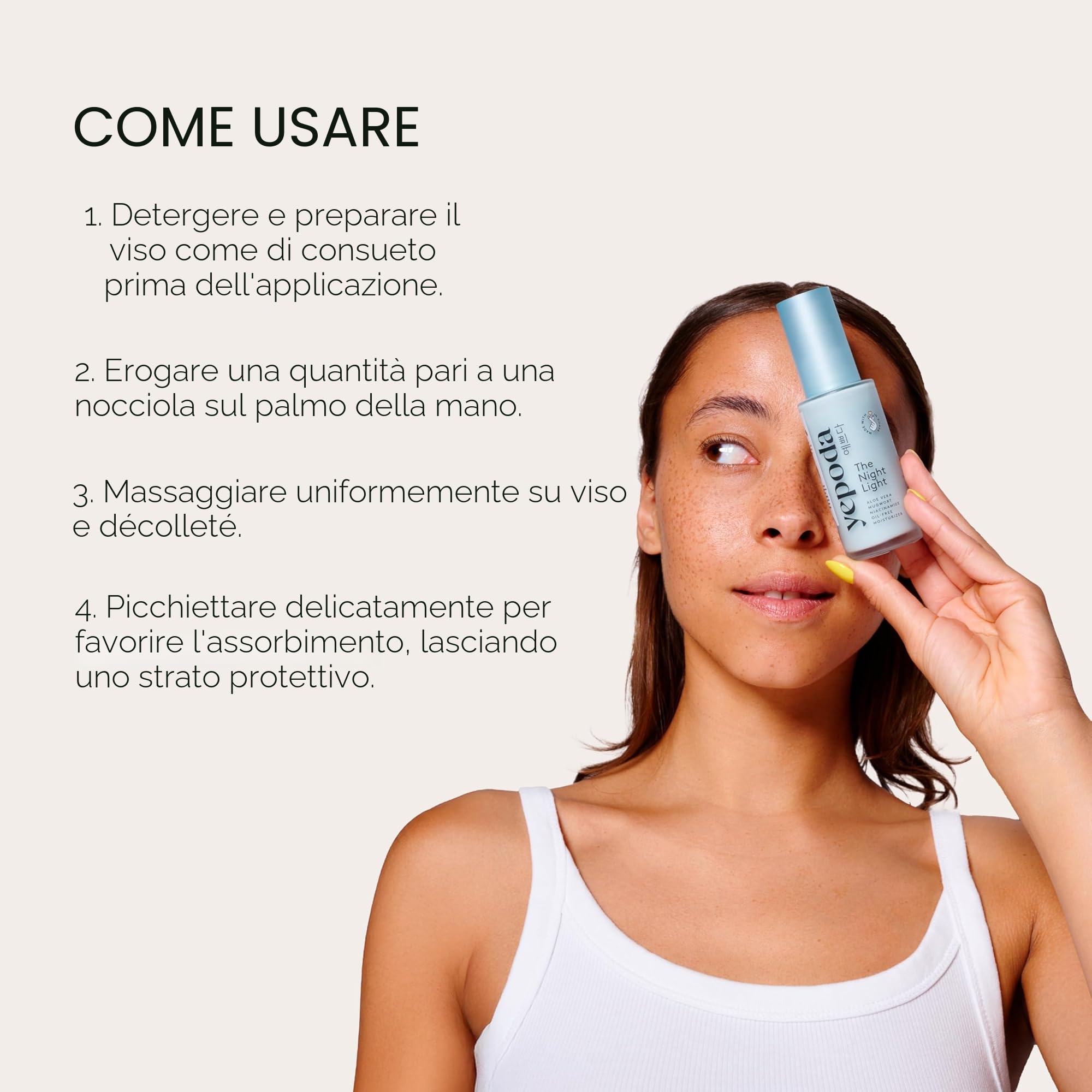 Yepoda The Night Light, Crema Notte Idratante Purificante e Lenitiva Senza Oli con Aloe Vera, Artemisia e Niacinamide, Crema Viso Vegana Coreana Per Tutti i Tipi di Pelle, 50 ml