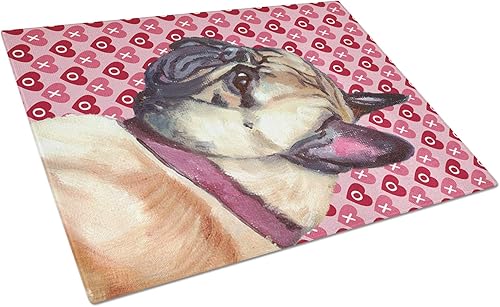 Caroline's Treasures LH9566LCB French Bulldog Frenchie Hearts Love and Valentine's Day Glass Tabla de cortar grande, 12 pulgadas de alto x 16 W,