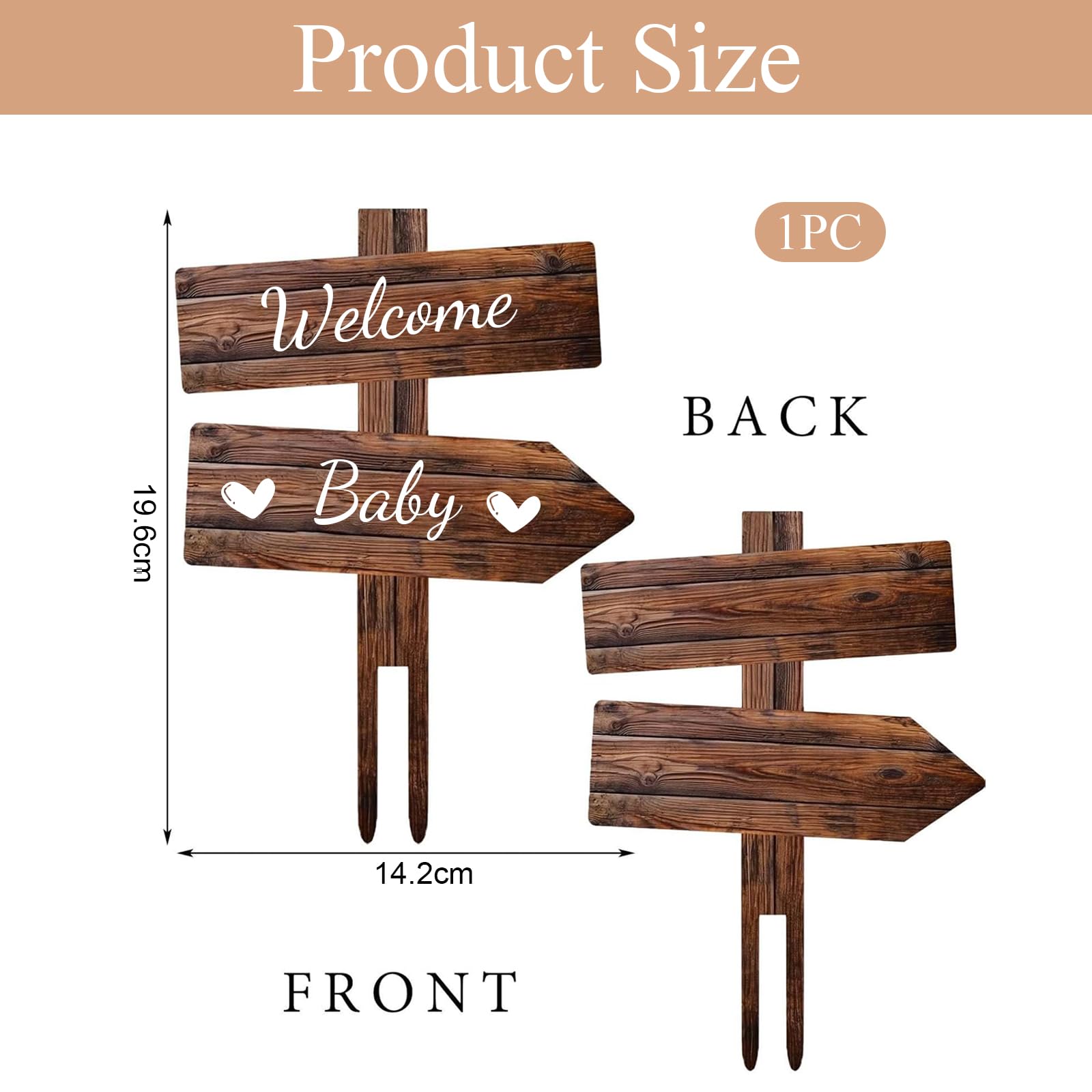 ZenithAura Rustic Welcome Baby Cake Topper in Wood Boy or Girl Announcement Neutral Wood Cake Decoration for Baby Shower Gender Reveal Party - Image 2