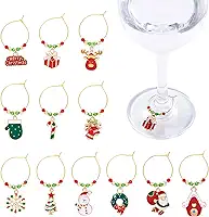 12 peças de pingentes de taça de vinho com tema natalino para taças de caule comemorações comemorativas pingentes de vinho marcadores de bebida identificadores para festas, degustações, entretenimento