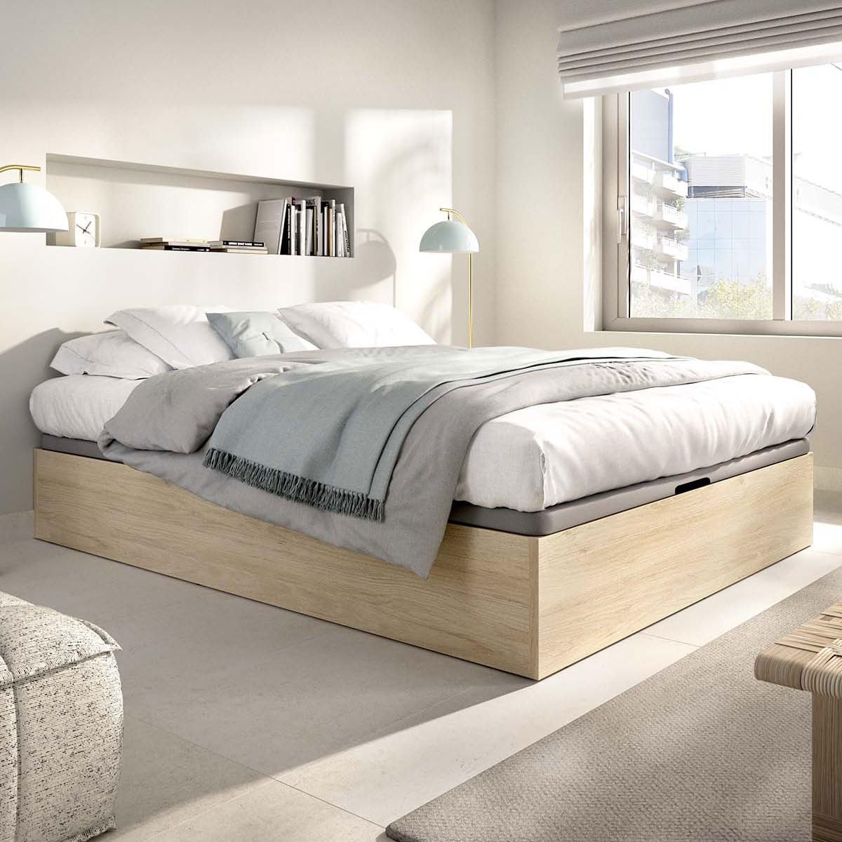 DEKIT - Pack Ahorro Dormitorio Canapé Nest con 1 Colchón viscoelástico Nova 150 x 190 cm, Altura 20 cm