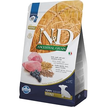 Farmina N&D ANCESTRAL GRAIN Pellets Dog Food Dry Food with High-Quality Vitamins and Natural Antioxidants Corn Free Ingredients Lamb Spelt Oats and Blueberries Portion Size 2.5 kg