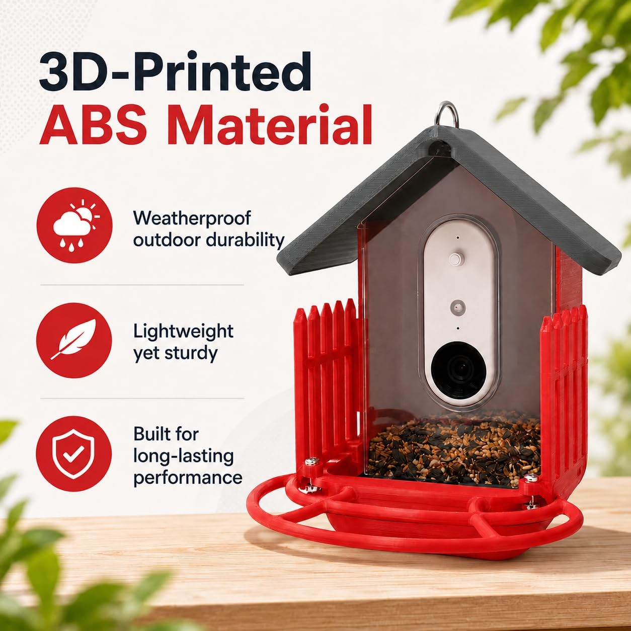 SplashNColor Double Perch Set Compatible with Bird Buddy – Outdoor Perch for Feeding Multiple Birds - Bird Buddy Accessories - Durable, Weatherproof Feeders for Outdoors - Hummingbird Red (Bundle) image 5