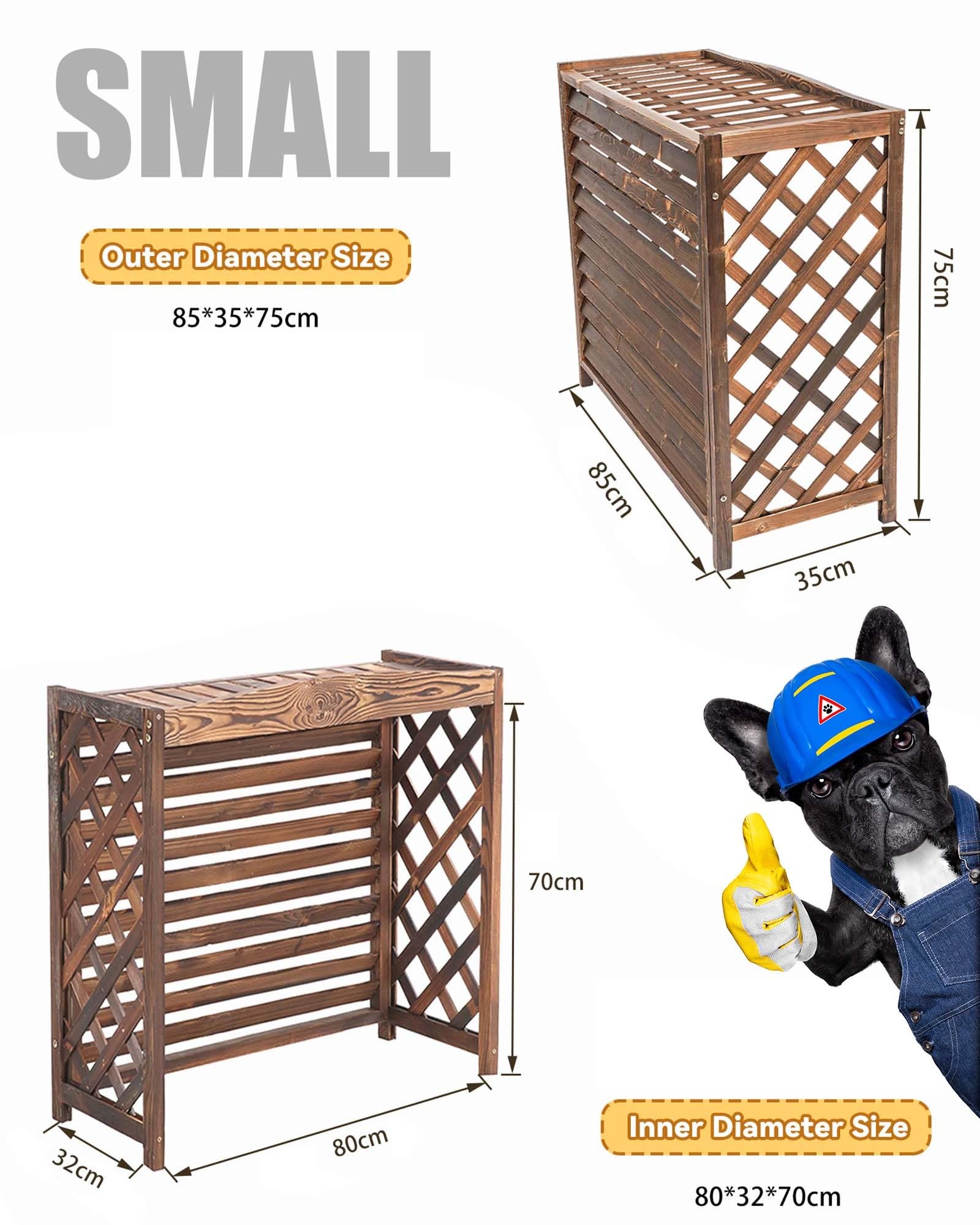 Copri Condizionatore Da Esterno In Legno, Impermeabile Copertura Condizionatore Esterno, Ideale Per Decorazione Di Terrazze, Balconi E Patio, Protezione Efficace Dalle Intemperie(Small-80x32x70cm