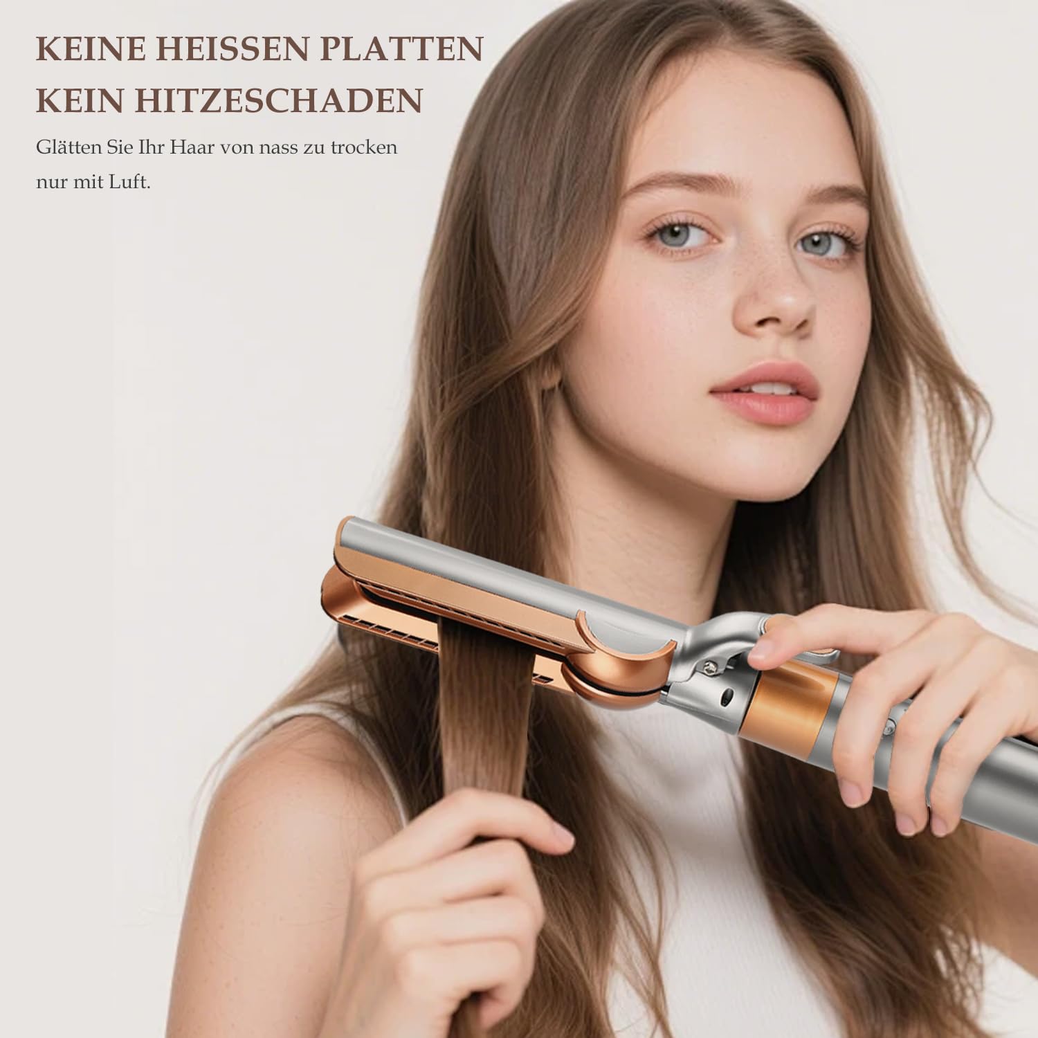 Haarglätter Aufsatz für Dyson Airwrap, Kompatibel mit HS01/HS05/HS08, Airflow Technologie ohne Heizplatten, Gleichzeitiges Trocknen und Glätten mit Luftstrom, Reduziert Hitzeschäden, Kupfer