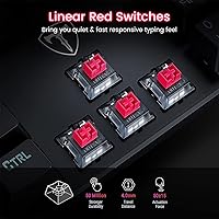 Vista 48 de RisoPhy Teclado mecánico para juegos, RGB de 104 teclas ultradelgado con retroiluminación LED USB con interruptor azul, teclas ABS duraderas, Negro