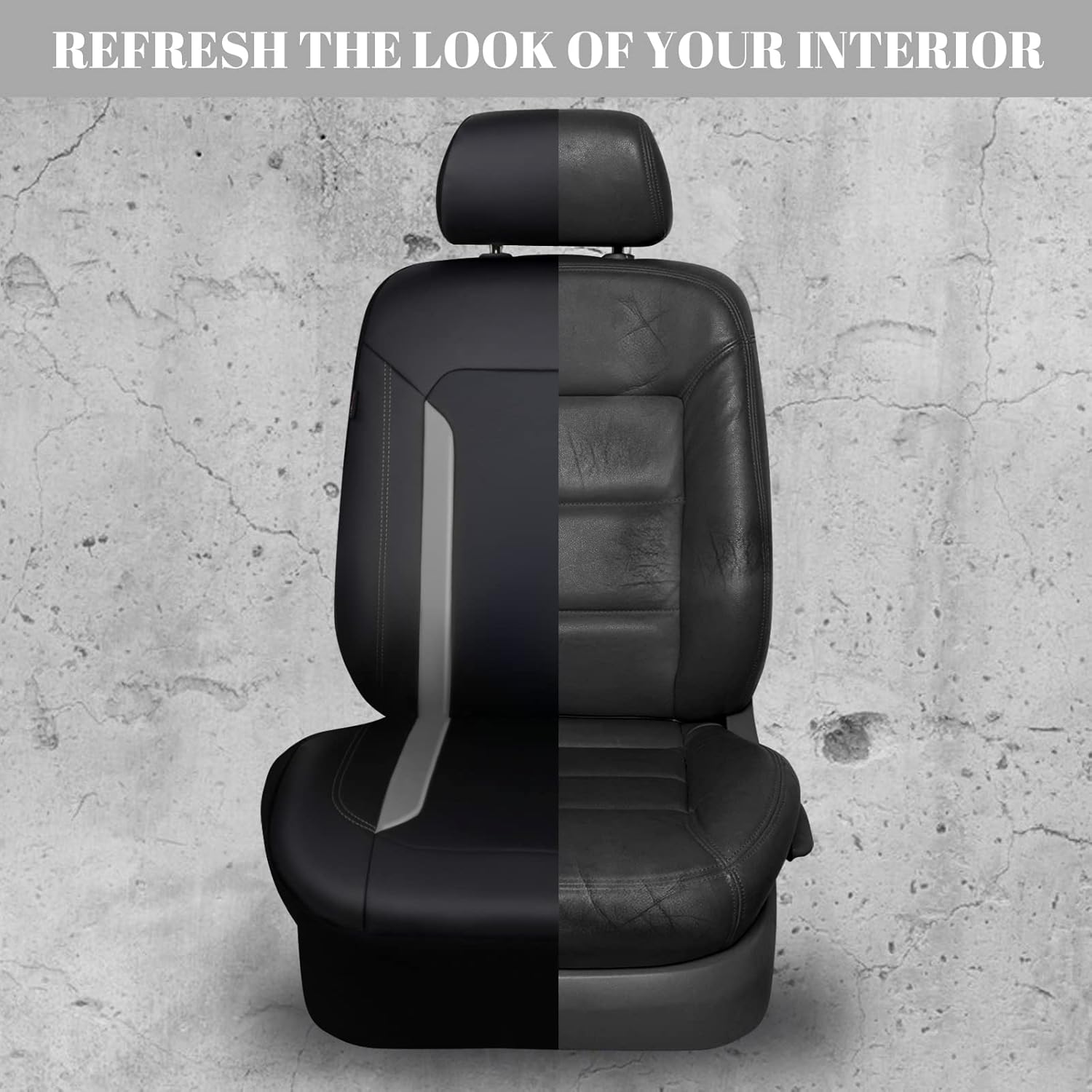 CAR PASS Universal Leather Car Seat Covers Full Set, Waterproof Durable PU, Airbag SRS, 2zipper in Rear, Faux Leather Seat Covers 5 Seats Fit for SUV Pick-up Truck Vehicle Black with Grey