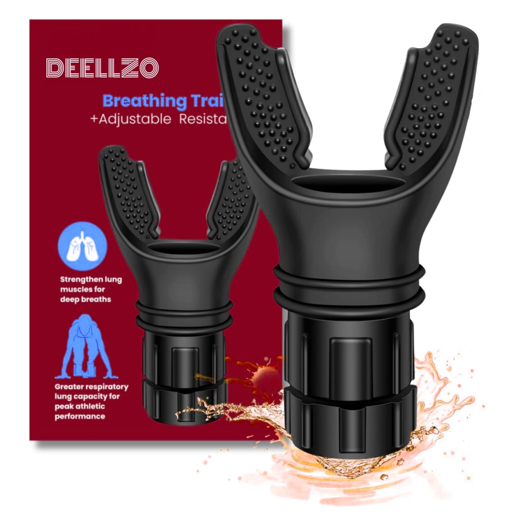 DELLZO Breathing Trainer, Lung Capacity Exercise Device and Lung Exerciser for Respiratory Muscle Exercise and Increased Sports Breathing Fitness| Lungs Exercise Equipment | Men and Women | Black (B0D9MJG53G) Amazon Price History, Amazon Price Tracker