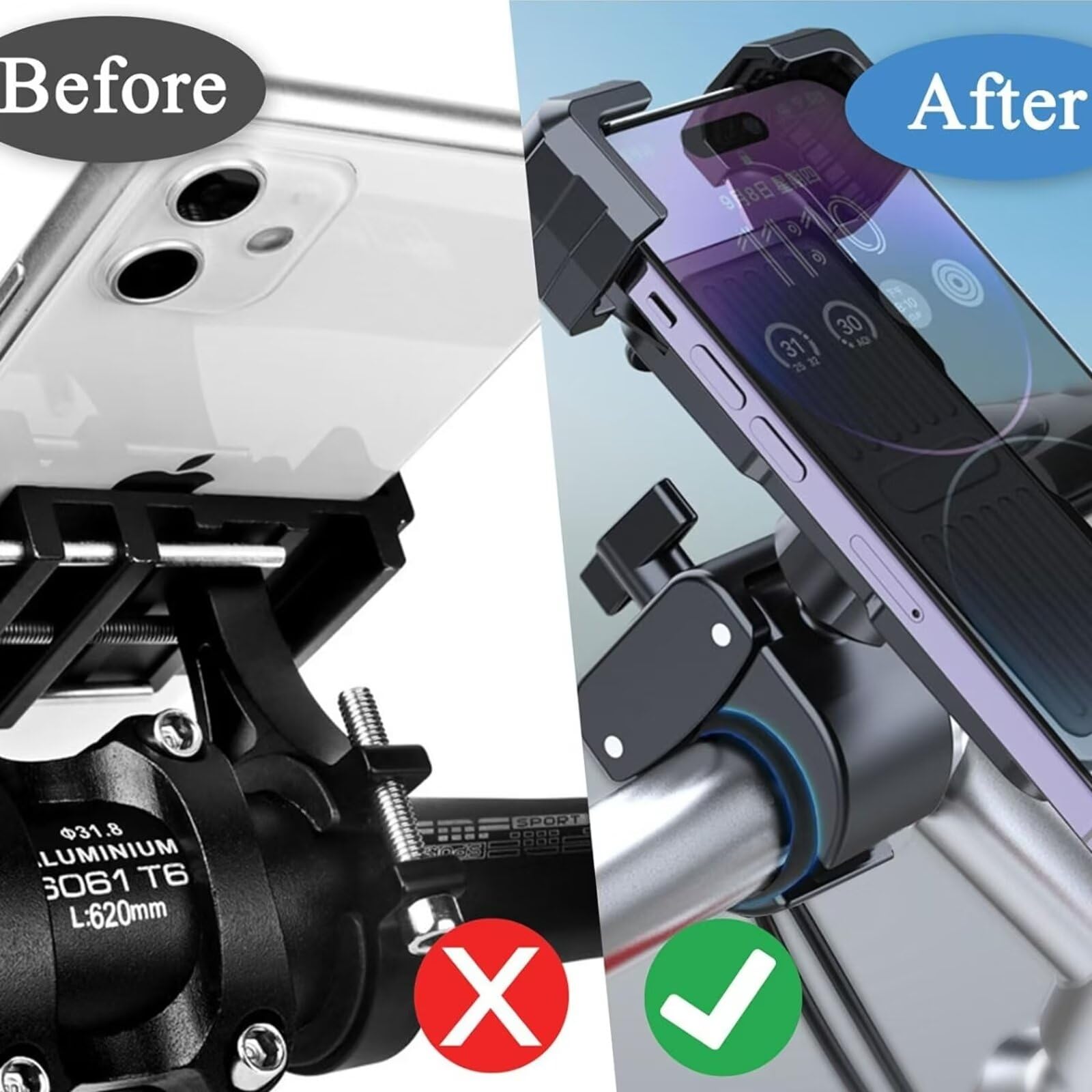 12 Rondelle Gomma Antivibranti Per Manubrio Bici - Adattatori 31.8 A 22.2/25.4 Mm, Antiscivolo