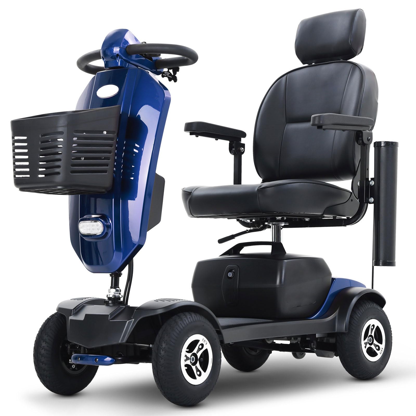 UYSELA Movilidad Scooter Plegable, Scooter 4 Ruedas para Movilidad con Cesta para Personas Mayores y Movilidad Reducida, Desmontable Medidas Reducidas,Blue