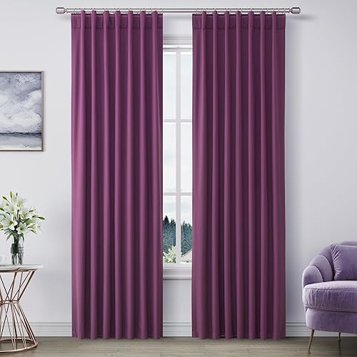 Miniatura 84 de Joywell Cortinas de lino 100% opacas de 45 pulgadas de largo, bolsillo para barra/pestaña trasera, cinturón de gancho/anillos de clip, cortinas de