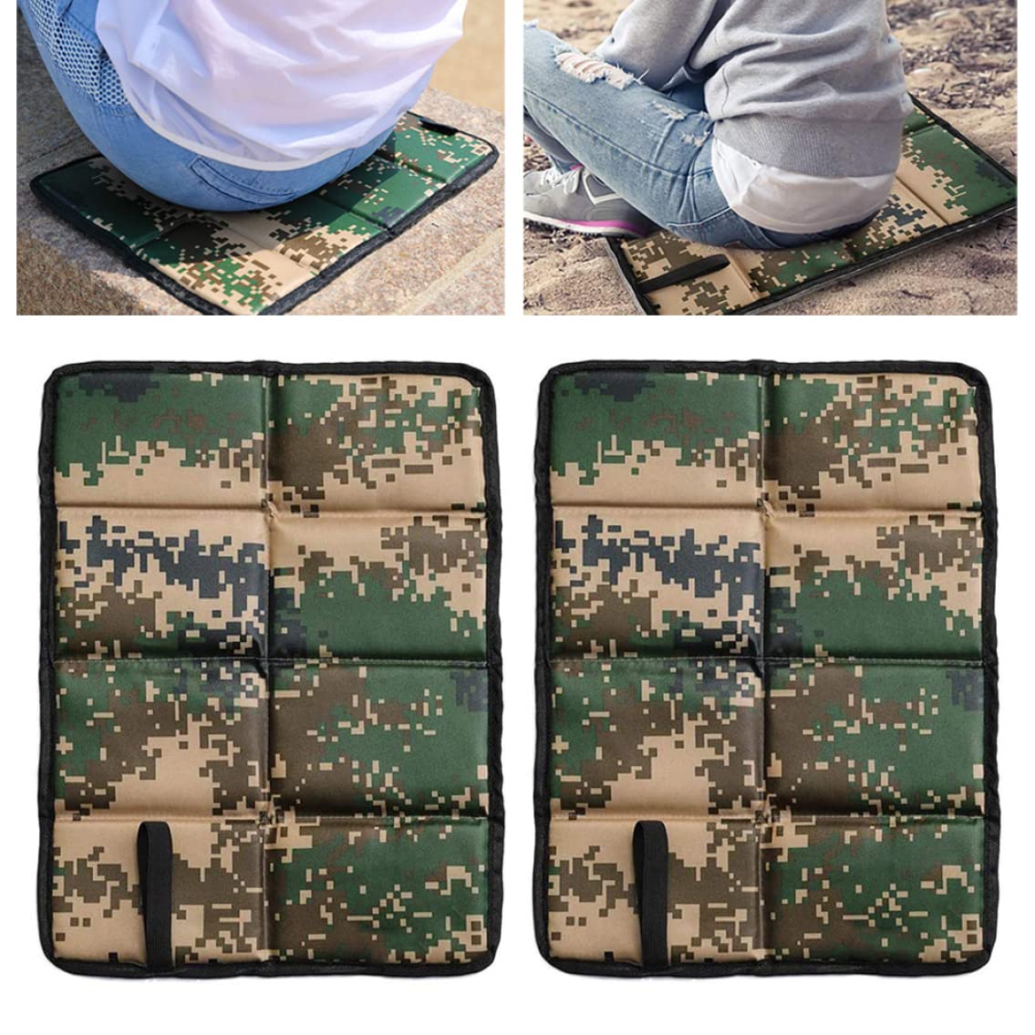 CAKEEYUM Picnic Folding Mat Insulated Foam Camping Seat Pad Waterproof Seat Cushion Camouflage 2PCSFoam Sit Pad Moisture-Proof Cushion Foldable Foam Mat Picnic Folding