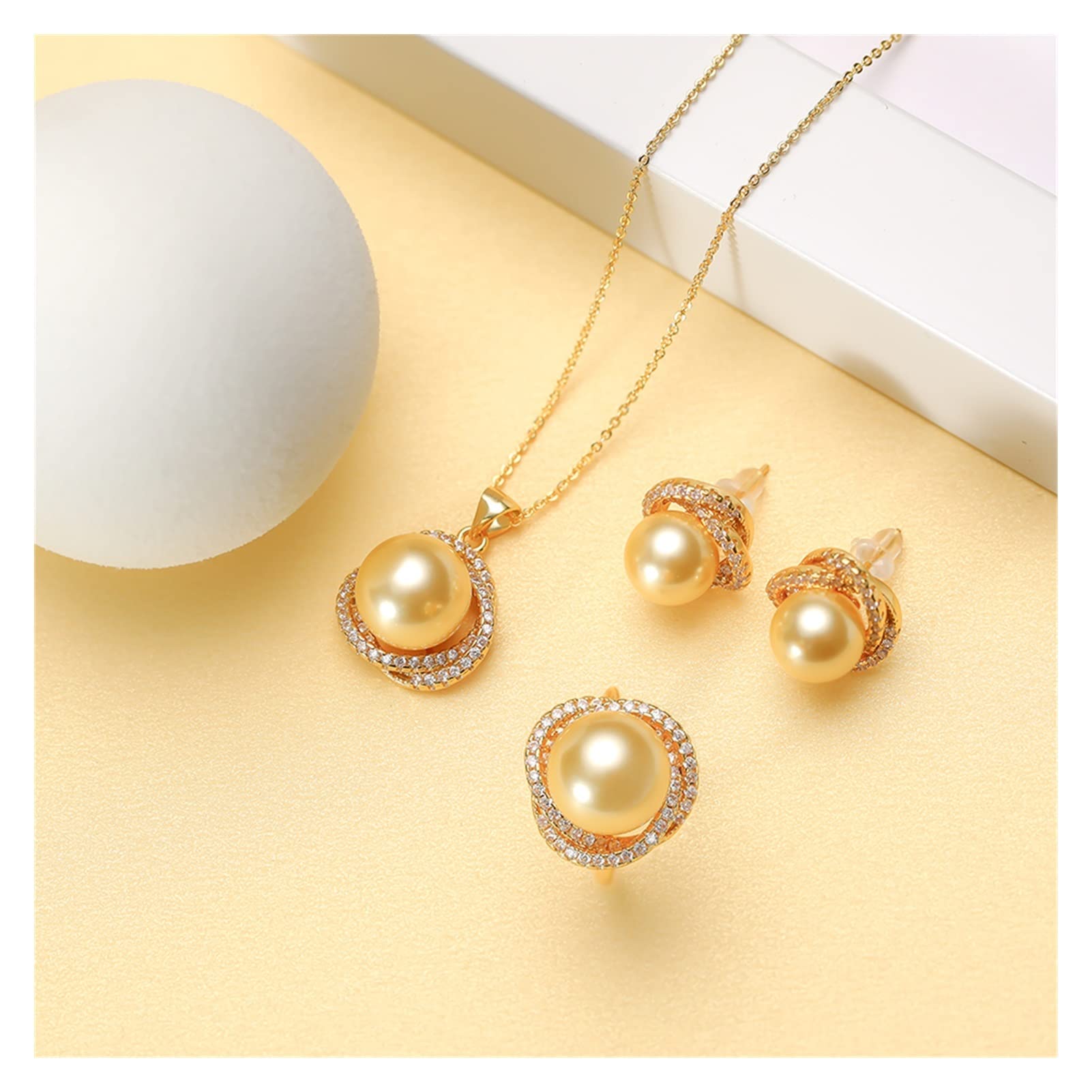 Exquisite Halskette for Frauen Sets Halskette Ohrringe Ring Anhänger Choker Engagement Schmuck Zubehör Anhänger Halskette Handgemachte Geschenke für Sie und Ihn