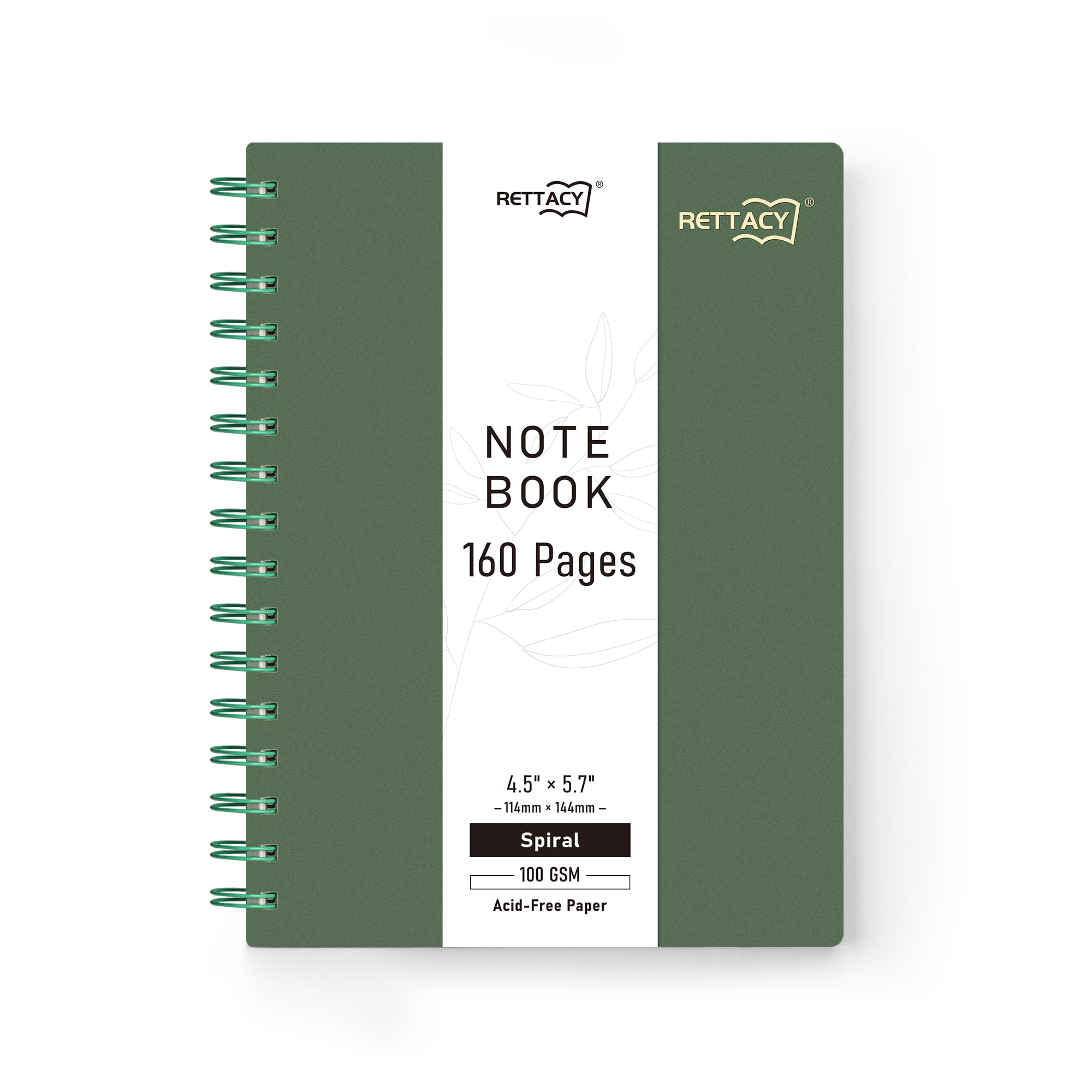 RETTACY Pocket Journal Notebook, 160 Lined Pages, A6 Mini Small Size (4.5" × 5.7"), for Work, Journaling, Writing, 100 GSM Thick Paper, Spiral-bound,