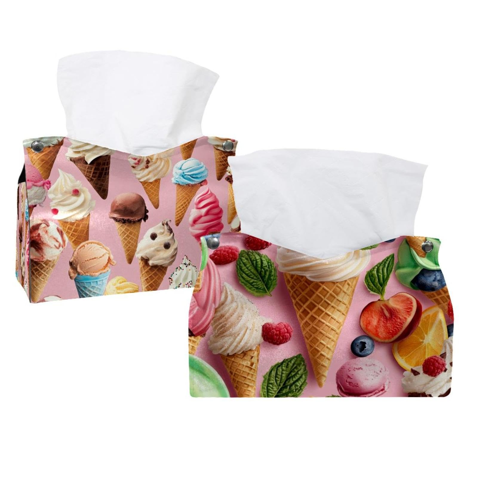 Housse de boîte à mouchoirs étanche et lavable en cuir crème