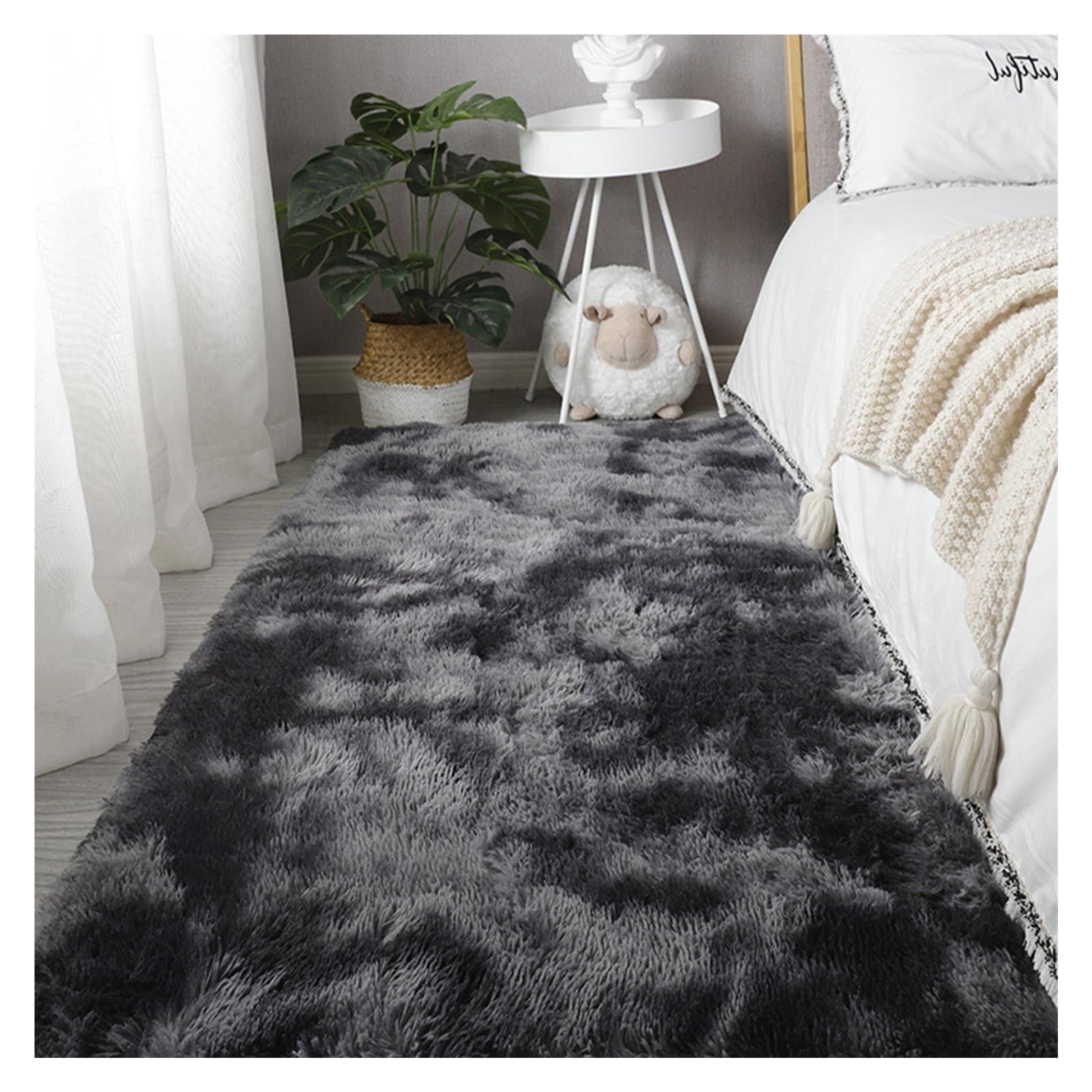 GOUSANG Ultra Soft Floor Carpet 250 x 390 cm Soft Velvet Rug Under Sofa Soft Fluffy Shaggy for Bedrooms Bathroom Living Room, Dark Grey