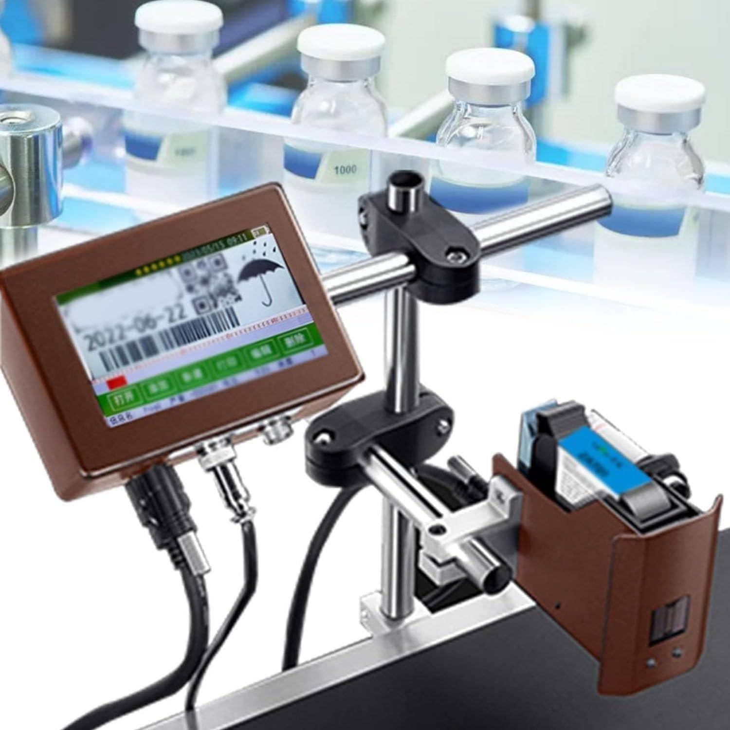 Apparecchiatura di Stampa Touch Screen,Macchina Codifica Automatica a Getto D’Inchiostro,12,7mm/25,4mm,30 M/Min,300 Dpi,per Testo,QR,Barcode,Logo su Plastica/Metallo 12.7mm