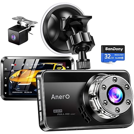 Amazon Co Jp 21年最新版 Sonyセンサー ドライブレコーダー 前後カメラ 32gbカード付き 1296pフルhd高画質 170度広角視野 赤外線暗視ライト Led信号機対策 Hdr Wdr技術 小型ドラレコ 操作簡単 高速起動 駐車監視 常時録画 上書き録画 G Sensor 日本語説明書 12