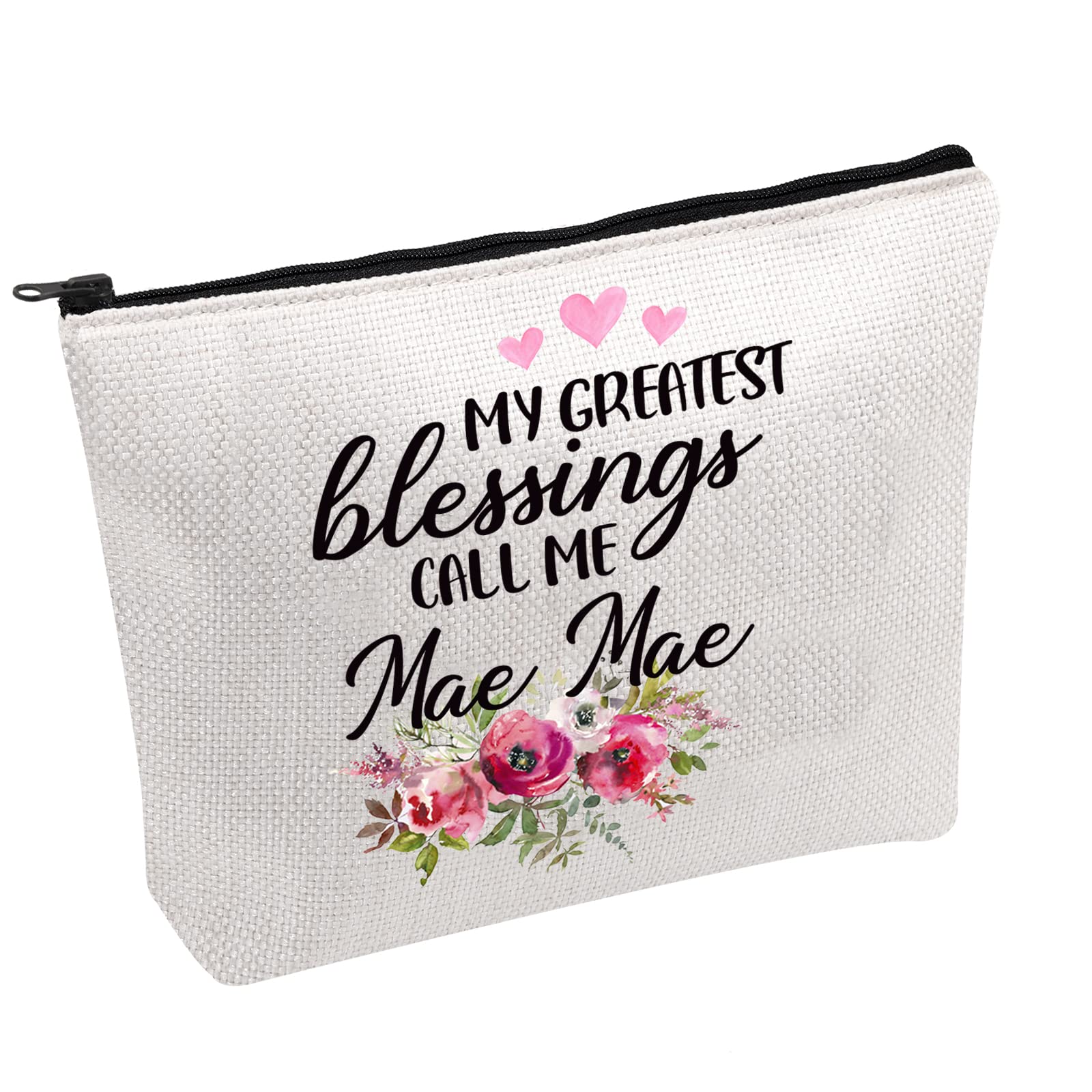 PWHAOOMae Mae Gift My Greatest Blessings Call Me Mae Mae Makeup Bag Grandmother Mothers Day Gift, Call Me Mae Mae B