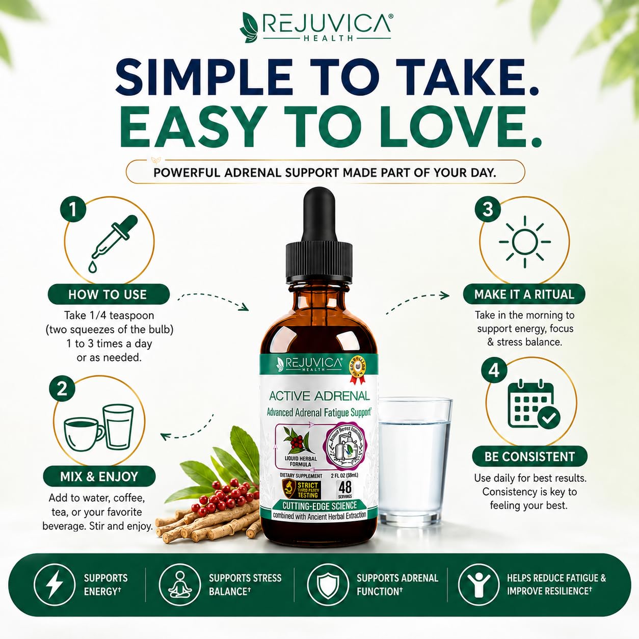 Active Adrenal - Advanced Adrenal Support Tincture - Liquid Delivery for Better Absorption - Ashwagandha, B-Vitamins, Magnesium and More — Amazon image 5