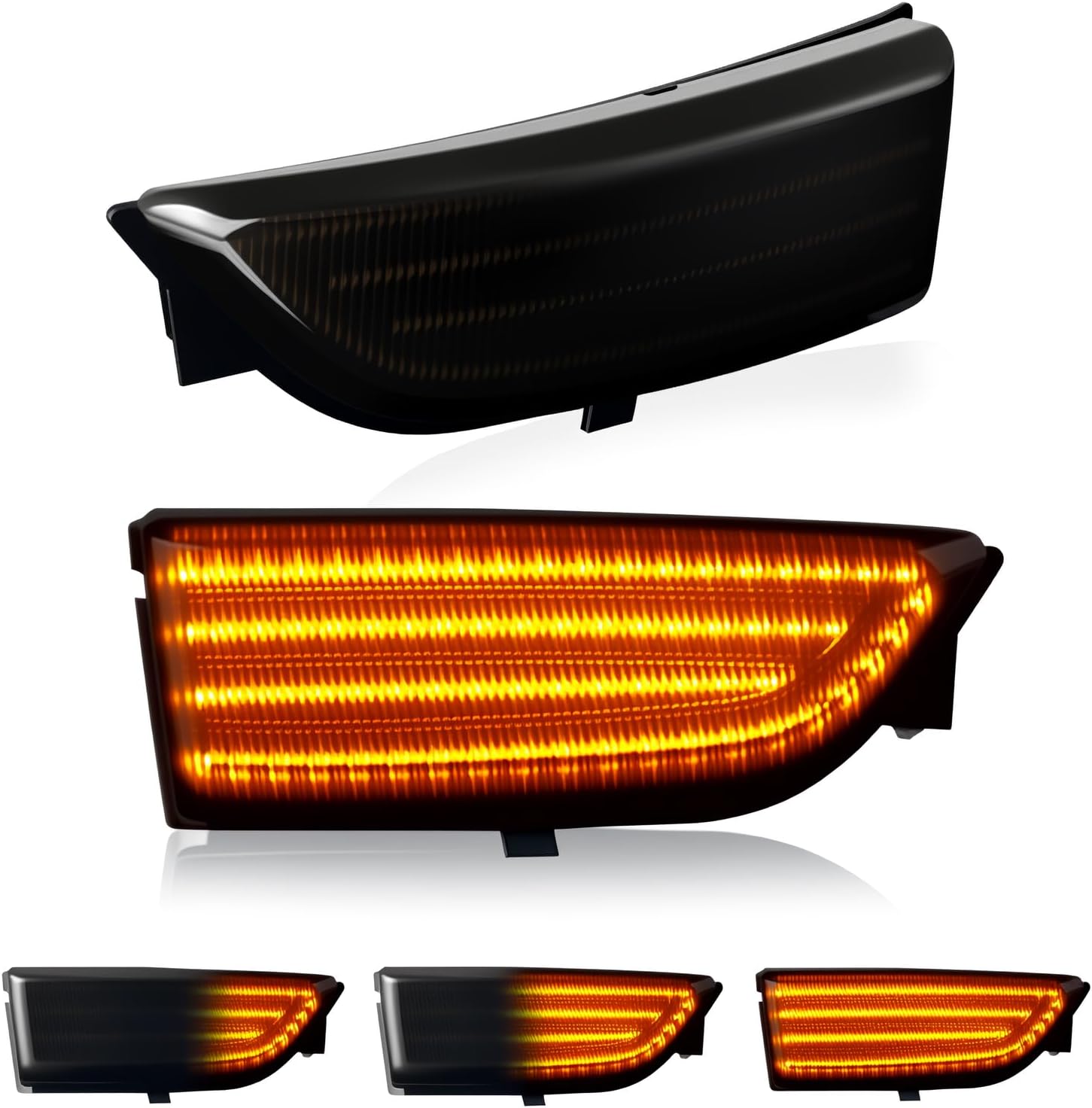 D-Lumina Sequential LED Turn Signal Side Mirror Lights Smoked Lens Fit 2012-2019 Fo-rd Ranger T6 Raptor Wildtrak and 2015-2019 Everest, Dynamic Side Mirror Marker Light Replace Factory Amber Reflector