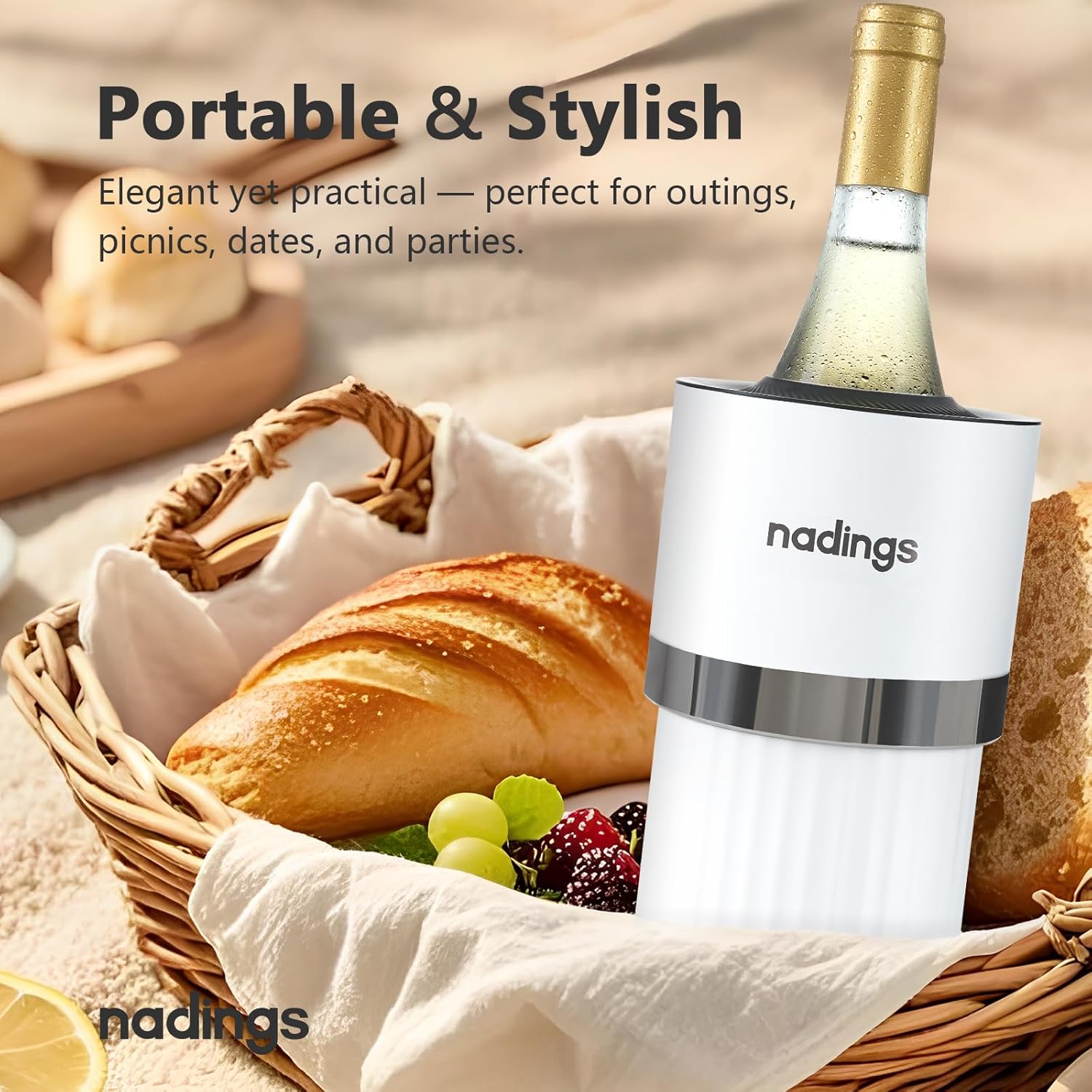 Wine Chiller for 750ml Bottles | Portable & Iceless, Keeps Wine/Champagne/Beer Cold 6+ Hours | Vacuum Insulated Stainless Steel | Ideal for Outdoor, Parties & Gifts – Rose Gold - Image 7