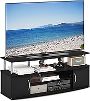 Vista 19 de Furinno Jaya - Soporte de entretenimiento grande, para televisores de hasta 55 pulgadas, roble francés gris/negro