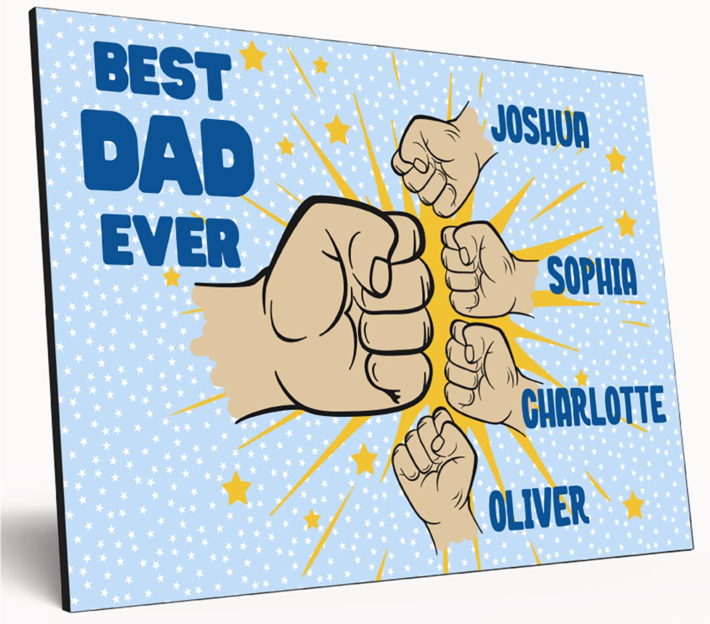 Personalised Fist Bump Sign Custom Wooden Print A4 Plaque Fun Gift Sign for Dad, Grandad, Uncle Wall Art Desk Office Home Décor