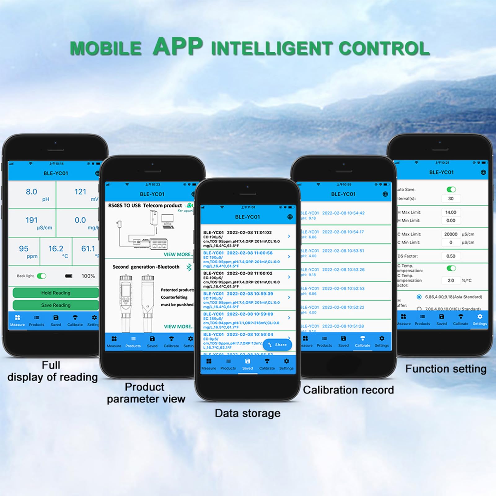 Medidor de Prueba de Calidad del Agua con Función 6 en 1 para Piscina, Control Bluetooth para Pantalla de Sincronización de Datos, para Agua Potable, Acuario, Laboratorio, Material ABS