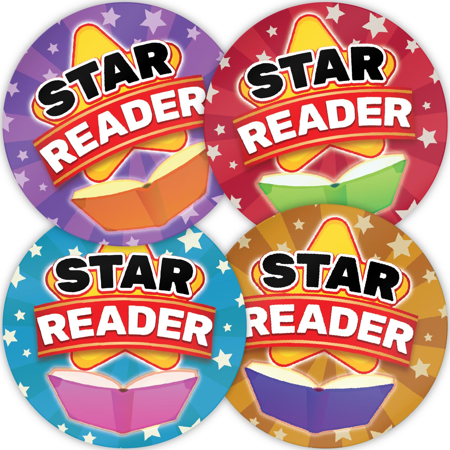 Stone Melon School Reward Stickers 144 Positive Praise Words Reading Superstars Stickers 30mm Round Awards Nursery Teachers Parents Children Kids Well Done Star Reader