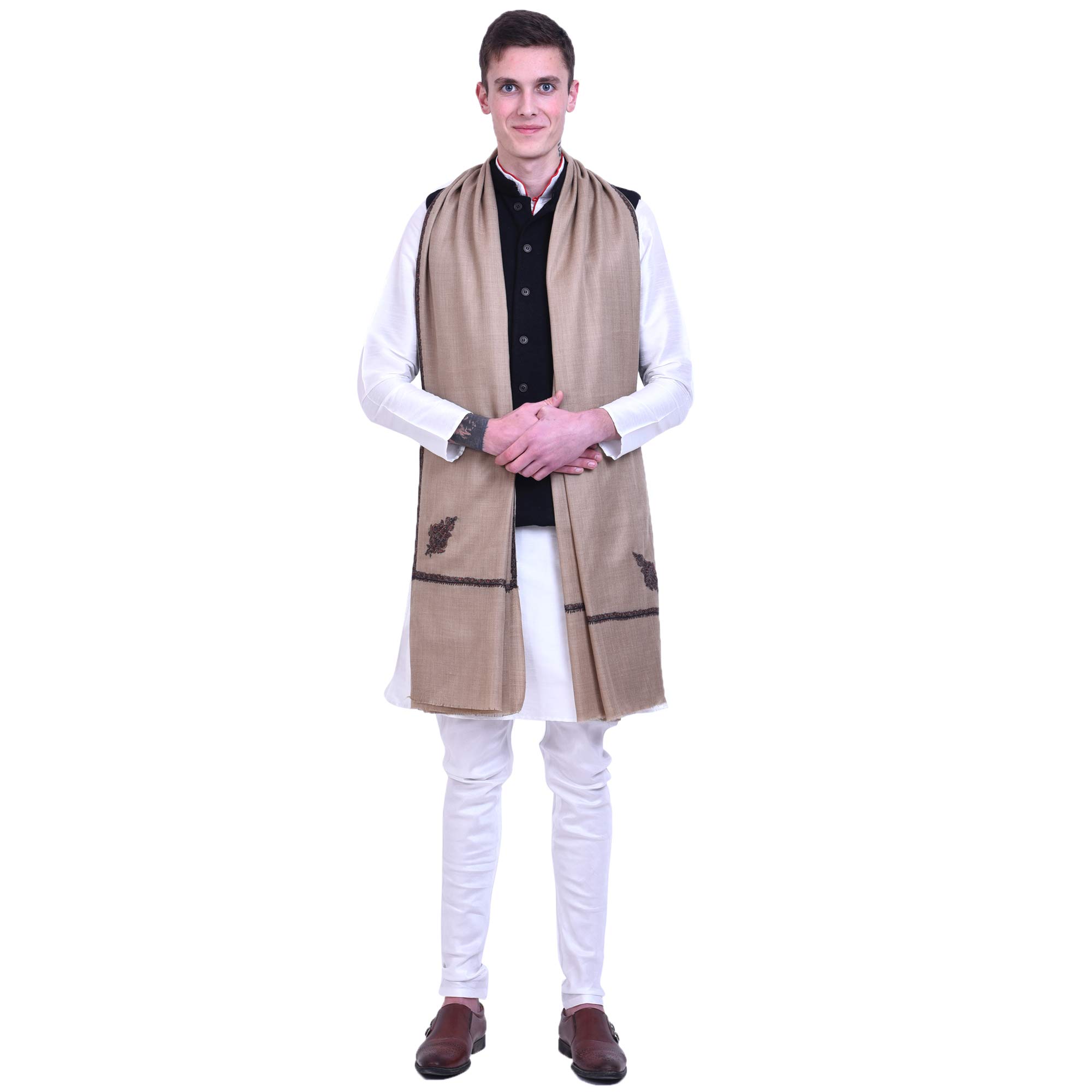 Men's Kashmiri Hand Embroidered Pure Wool Shawl-image-28