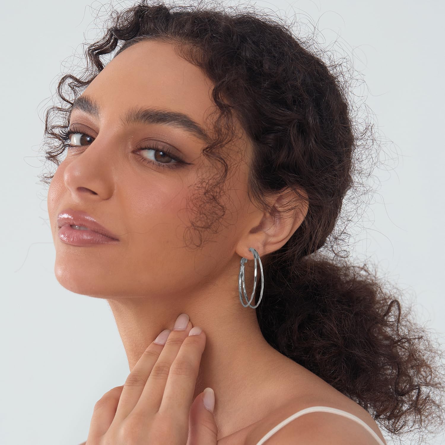 Diamond-Cut Double Hoop Earrings for Women 14k Gold Plated 925 Sterling Silver Posts Lightweight Hypoallergenic Split Hoop Earrings Trendy Jewelry Gifts for Women - Image 2