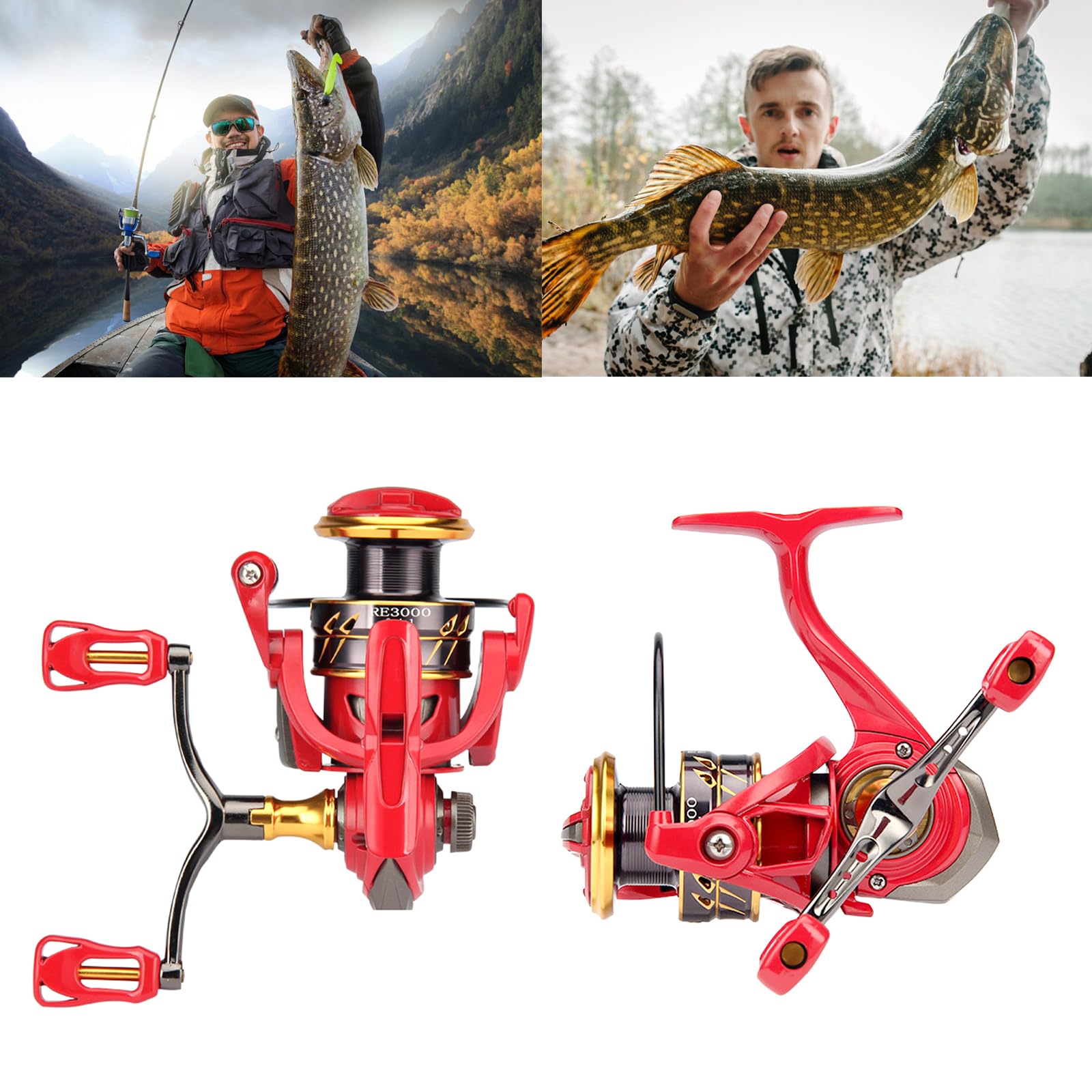 Vdaxvme Fishing Reel Double Arm Handle Grip Aluminum Alloy Arm Double-end Handle Grip for 1000-4000 Model