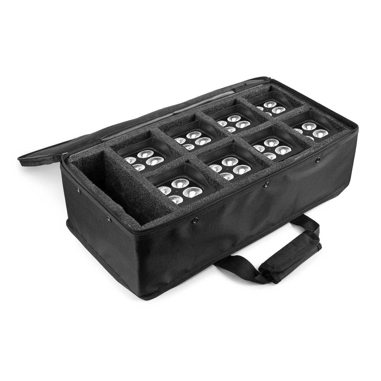 BeamZ AC420 Valise Souple pour 8 Projecteurs par LED RGBW BBP44 - Noir, Pratique et Résistante, 8 Compartiments Individuels pour Une Meilleure Protection, Idéal pour Le Transport de Vos Projecteurs