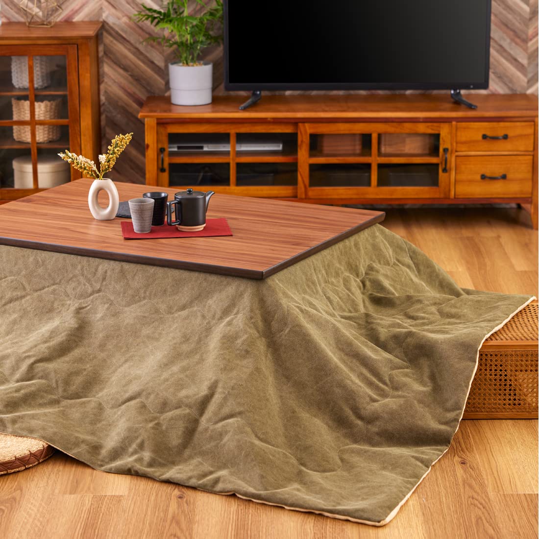 Amazon.co.jp : こたつテーブル 105cm 長方形 テーブル単品 木製