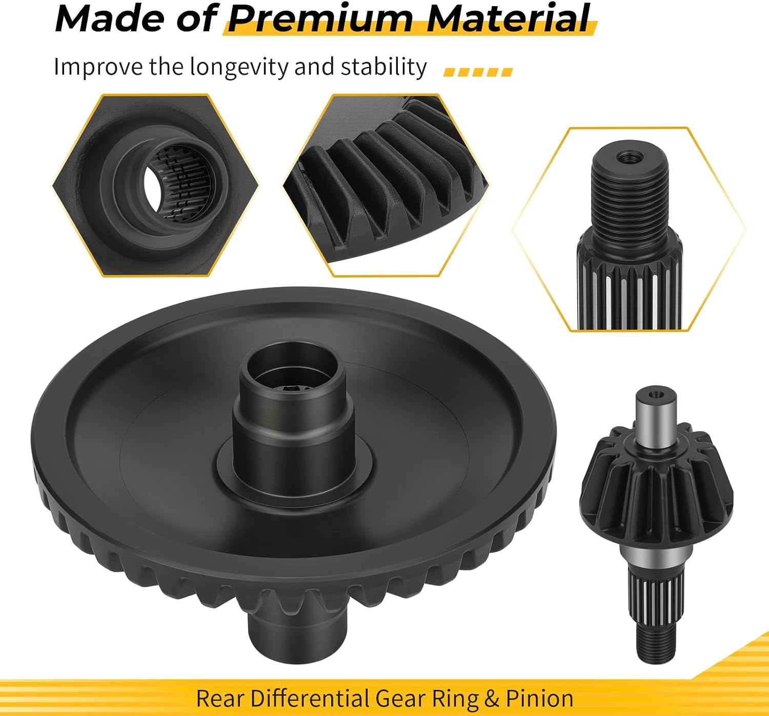 M MATI Rear Differential Gear Ring & Pinion for Honda Rancher 420 TRX420FA5/FA6 Rubicon 500 TRX500FA5/FA6/FA7 TRX500FM5/FM6/FM7 Rubicon 520 TRX520FA5/FA6/FA7/FM6 2015-2024 41421-HR6-A60 41431-HR6-A60