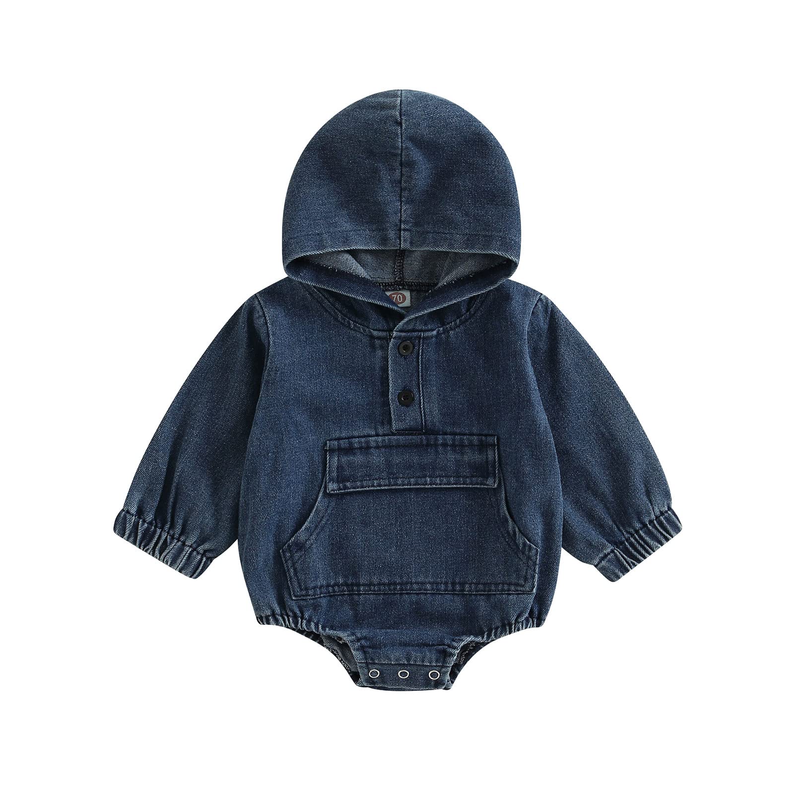 Western Infant Baby Boys Girls Hooded Denim Romper Long Sleeve