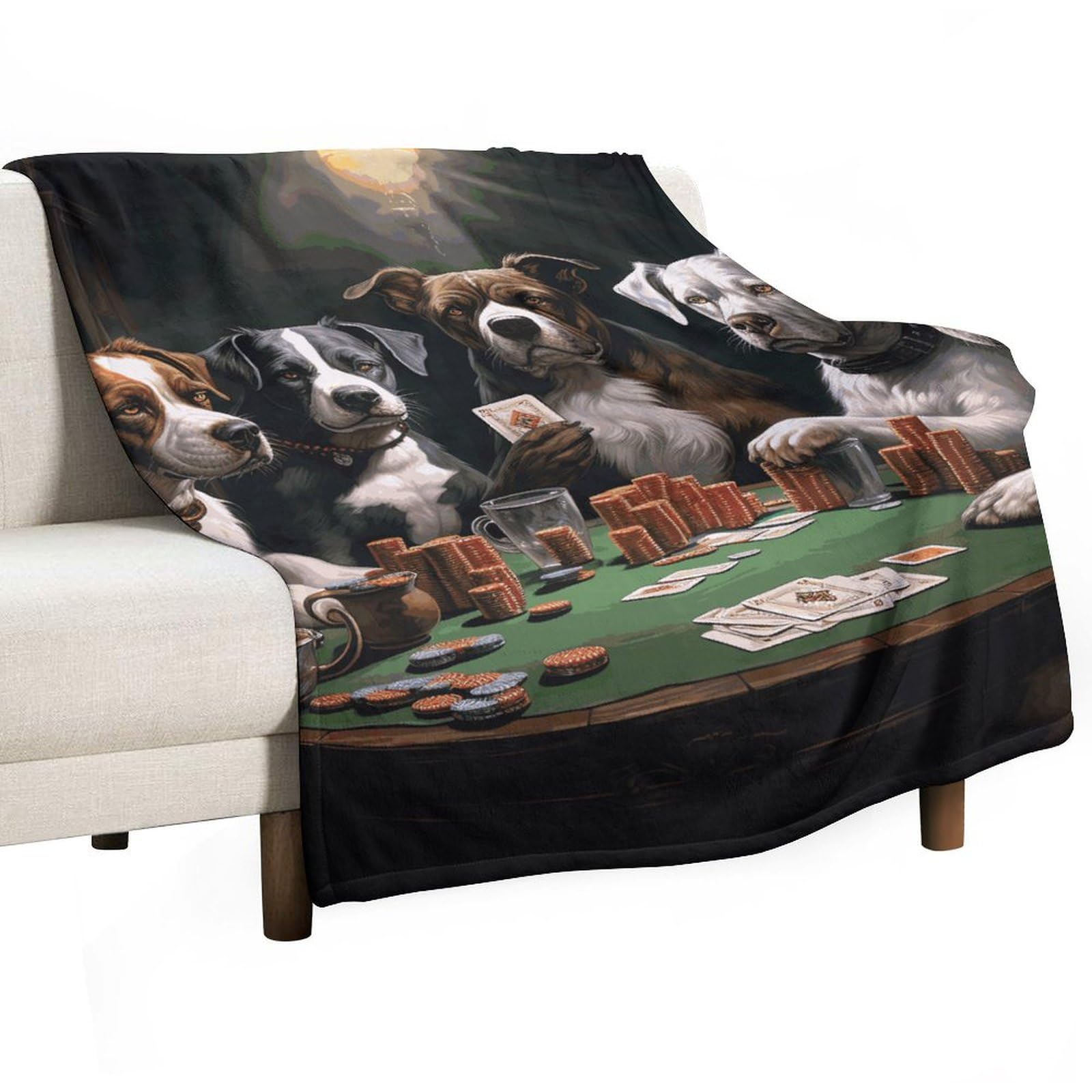 Couverture flanelle chiens de poker grand plaid canapé léger