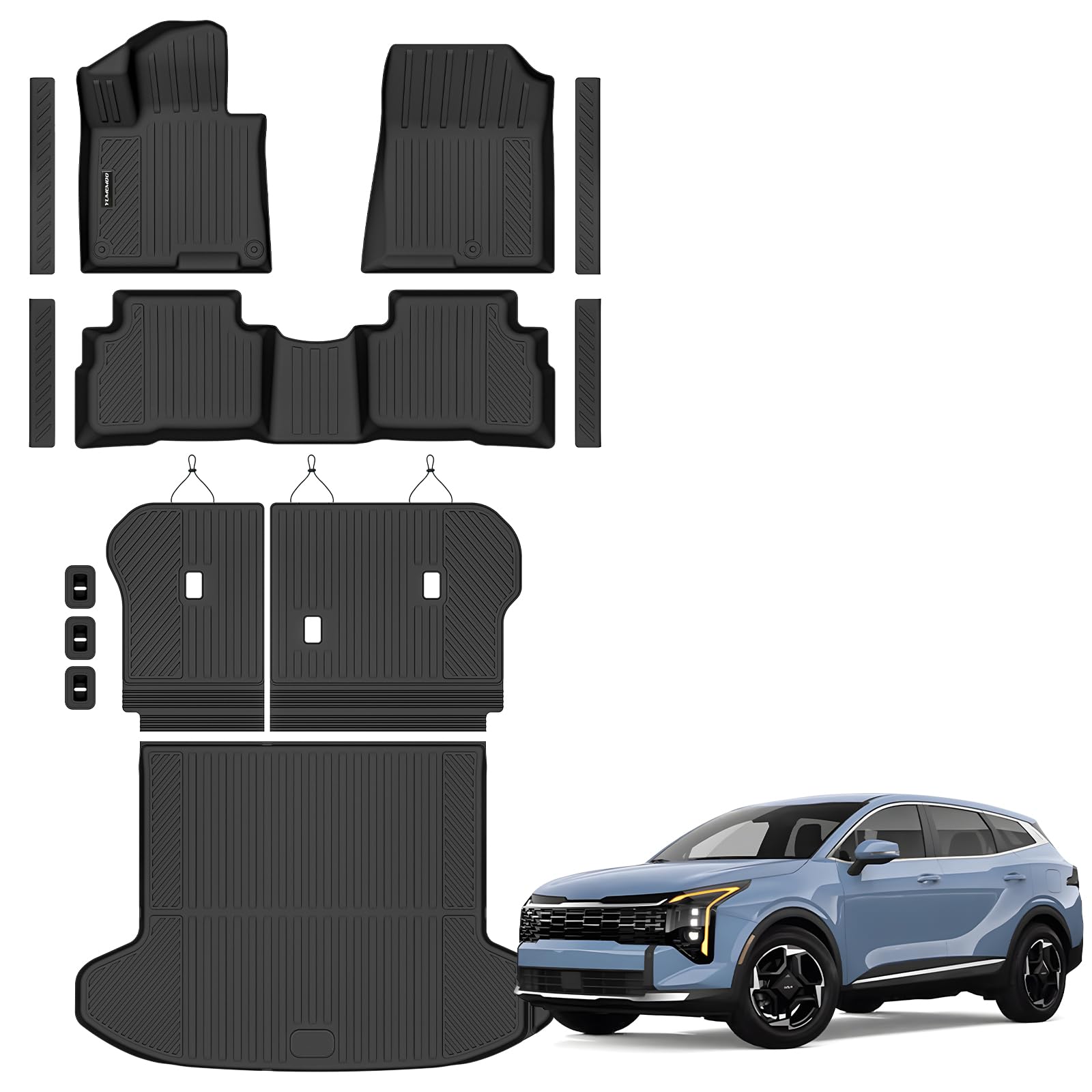 Floor Mats for 2023-2026 Kia Sportage Hybrid Upgrade Trunk Mat with Backrest Mat All Weather TPE Floor Liners