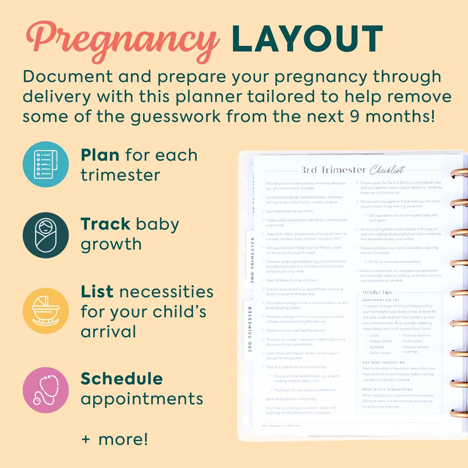 Happy Planner 12-Month Undated Disc-Bound Planner for New or Expecting Parents, Classic Size, Pregnancy Layout, Baby on the Way Theme